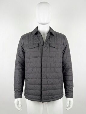 Slate & Stone Quilted Puffer Shirt Jacket in Charcoal Slate Gray Size Small